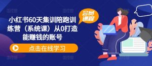 小红书60天集训陪跑训练营(系统课)从0打造能赚钱的账号-聚富社