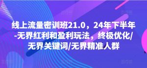 线上流量密训班21.0,24年下半年-无界红利和盈利玩法,终极优化/无界关键词/无界精准人群-聚富社