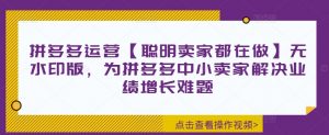 拼多多运营【聪明卖家都在做】无水印版,为拼多多中小卖家解决业绩增长难题-聚富社