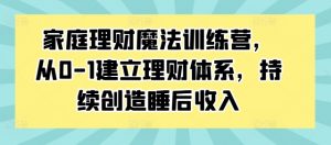 家庭理财魔法训练营,从0-1建立理财体系,持续创造睡后收入-聚富社