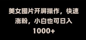 美女图片开屏操作,快速涨粉,小白也可日入1k【揭秘】-聚富社