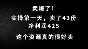 这个资源,需求很大,实操第一天卖了43份,净利润425【揭秘】-聚富社