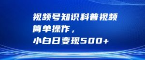 视频号知识科普视频,简单操作,小白日变现500+【揭秘】-聚富社