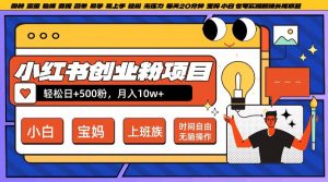 小红书创业粉项目日+500粉,每天20分钟躺赚长尾收益,无脑操作,宝妈,小白抓紧冲【揭秘】-聚富社