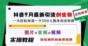 抖音9月最新引流创业粉,轻松制作创业类视频,一天轻松加满一个500人精准创业粉群【揭秘】-聚富社