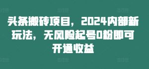 头条搬砖项目,2024内部新玩法,无风险起号0粉即可开通收益-聚富社
