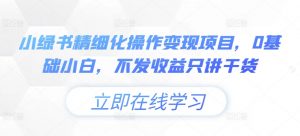小绿书精细化操作变现项目,0基础小白,不发收益只讲干货-聚富社