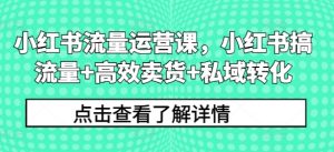 小红书流量运营课,小红书搞流量+高效卖货+私域转化-聚富社