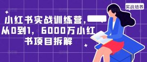 小红书实战训练营,从0到1,6000万小红书项目拆解-聚富社