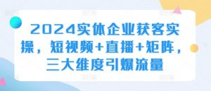 2024实体企业获客实操,短视频+直播+矩阵,三大维度引爆流量-聚富社