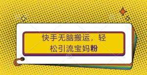 快手无脑搬运,轻松引流宝妈粉,纯小白轻松上手【揭秘】-聚富社