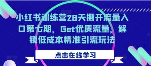 小红书训练营28天撕开流量入口第七期,Get优质流量,解锁低成本精准引流玩法-聚富社
