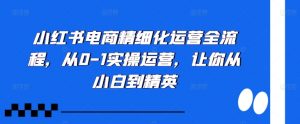 小红书电商精细化运营全流程,从0-1实操运营,让你从小白到精英-聚富社