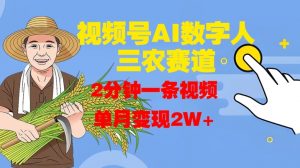 视频号AI数字人玩转三农赛道,2分钟一条视频,单月变现2W+-聚富社