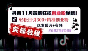 抖音11月最新狂揽创业粉秘籍,轻松日引300+精准创业粉,仅需图片+音频,轻松搞定创业类视频-聚富社