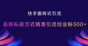 快手搬砖式引流,最新私信方式精准引流创业粉300+-聚富社
