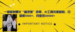 一键复刻爆火“幽灵娘”视频,AI工具完美复刻,日吸粉1000+,月变现过W-聚富社