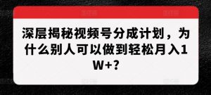 深层揭秘视频号分成计划,为什么别人可以做到轻松月入1W+?-聚富社