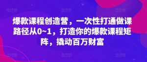 爆款课程创造营,一次性打通做课路径从0~1,打造你的爆款课程矩阵,撬动百万财富-聚富社