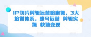 IP切片剪辑运营陪跑课,3大培训体系,账号运营 剪辑实操 快速变现-聚富社