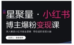 小红书博主爆粉变现课,深入解读小红书商业逻辑,带你进阶变现大咖-聚富社