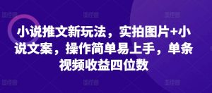 小说推文新玩法,实拍图片+小说文案,操作简单易上手,单条视频收益四位数-聚富社