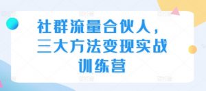 社群流量合伙人,三大方法变现实战训练营-聚富社