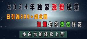 2024年独家涨粉秘籍,日引流300+创业粉,加爆你的微信好友,小白也能轻松上手-聚富社