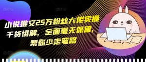 小说推文25万粉丝大佬实操干货讲解,全面毫无保留,帮你少走弯路-聚富社