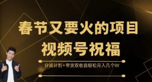 春节又要火的项目视频号祝福,分成计划+带货双收益,轻松月入几个W【揭秘】-聚富社