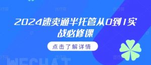 2024速卖通半托管从0到1实战必修课,掌握通投广告打法、熟悉速卖通半托管的政策细节-聚富社