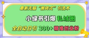 最新无脑“搬砖式”引流术,小绿书引爆私域圈,全自动日引300+精准创业粉【揭秘】-聚富社