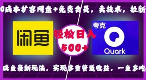0成本扩容网盘+免费会员,卖技术,拉新,咸鱼最新玩法,实现多重管道收益,一鱼多吃,轻松日入500+-聚富社