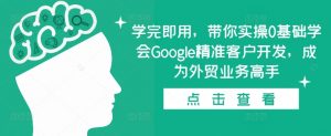 学完即用,带你实操0基础学会Google精准客户开发,成为外贸业务高手-聚富社