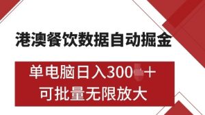 港澳餐饮数据全自动掘金,单电脑日入多张, 可矩阵批量无限操作【揭秘】-聚富社