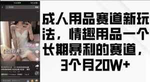 成人用品赛道新玩法,情趣用品一个长期暴利的赛道,3个月收益20个【揭秘】-聚富社