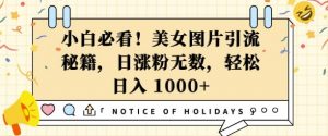 小白必看,美女图片引流秘籍,日涨粉无数,轻松日入几张【揭秘】-聚富社