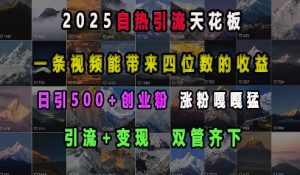 2025自热引流天花板,一条视频能带来四位数的收益,引流+变现双管齐下,日引500+创业粉,涨粉嘎嘎猛-聚富社