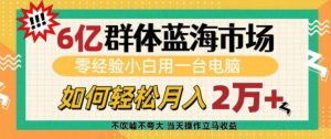 6亿群体蓝海市场,零经验小白用一台电脑,如何轻松月入过w【揭秘】-聚富社