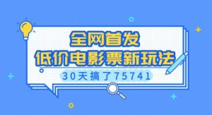 全网首发,低价电影票新玩法,已有人30天搞了75741【揭秘】-聚富社