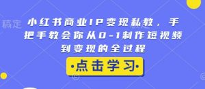 小红书商业IP变现私教,手把手教会你从0-1制作短视频到变现的全过程-聚富社