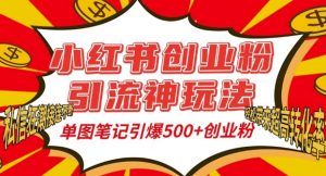 小红书创业粉引流神玩法,单图笔记引爆500+精准创业粉丝,私信狂潮接连不断-聚富社