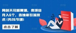 网创天花板赛道,卖项目月入6个,含独家引流技术(共26节课)-聚富社