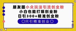 朋友圈小众玩法引流创业粉,小白也能打爆创业粉,日引300+精准创业粉【揭秘】-聚富社