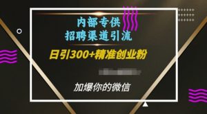 内部招聘渠道日引流300+创业粉,加爆你的微信【揭秘】-聚富社