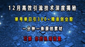 最新高效引流技术深度揭秘 ,单号单日引300+精准创业粉,一分钟一条原创素材,引爆你的私域流量-聚富社