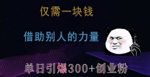 仅需一块钱,借助别人的力量,单日引爆300+创业粉、兼职粉【揭秘】-聚富社