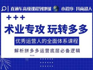 术业专攻玩转多多,优秀运营人的全面体系课程,解析拼多多运营底层必备逻辑-聚富社