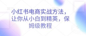 小红书电商实战方法,让你从小白到精英,保姆级教程-聚富社
