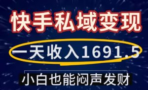 一天收入1691.5,快手私域变现,小白也能闷声发财-聚富社